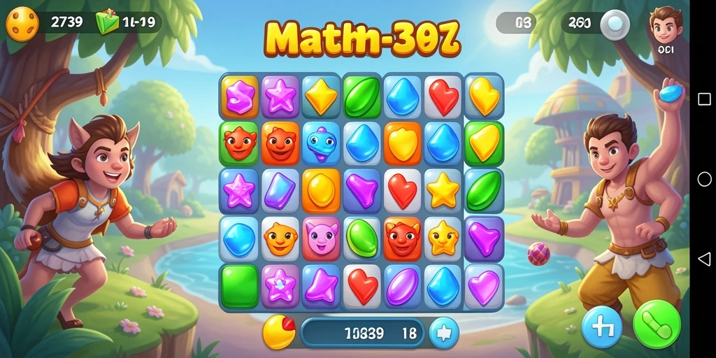 Screenshot menunjukkan gameplay seru dari game Match-3 2739.