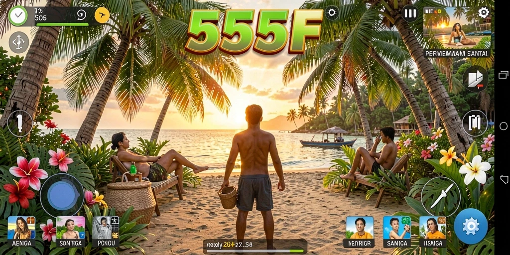 Tangkapan layar utama 555F menampilkan aksi gameplay yang mengasyikkan.