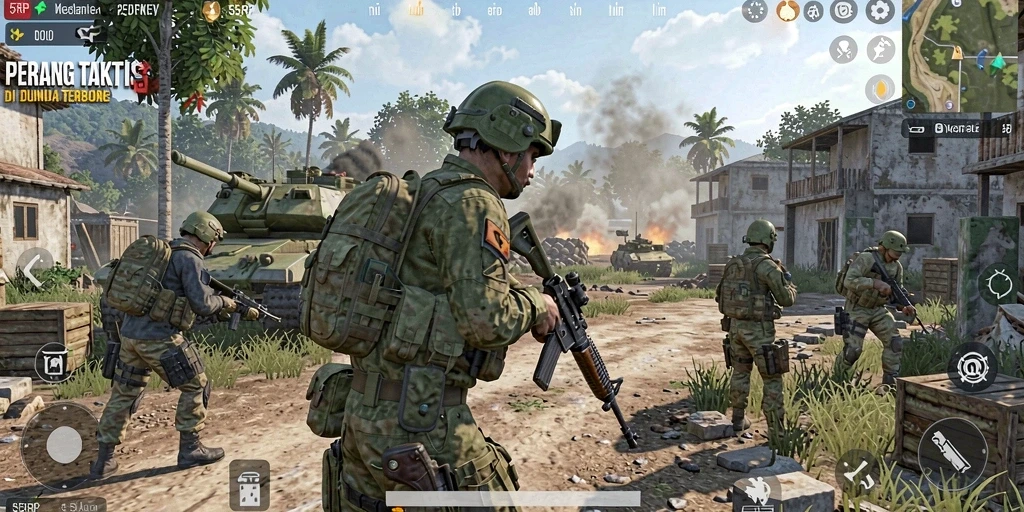 Tampilan gameplay dalam 55RP yang penuh aksi dan strategi.