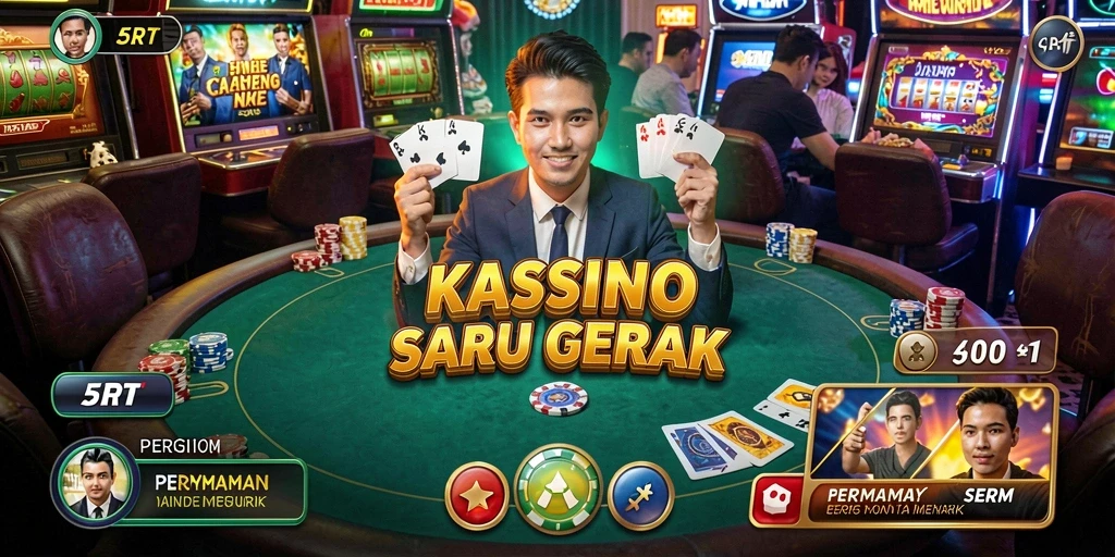 Screenshot menunjukkan gameplay seru dari 5RT dengan tampilan kasino yang menarik.