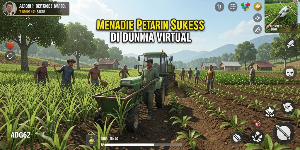 Tampilan gameplay ADG62 saat bertani dengan grafik yang memukau.