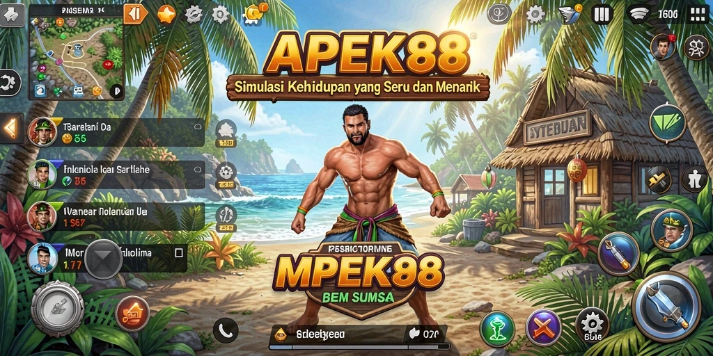 Screenshot gameplay APEK88 dengan karakter yang berinteraksi.