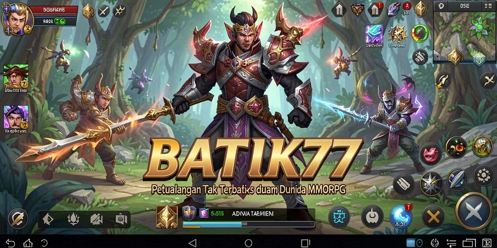 Tampilan gameplay epik BATIK77 dalam petualangan MMORPG.