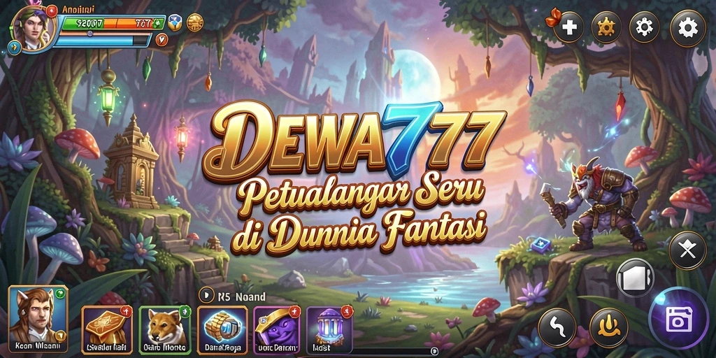 Tangkapan layar utama DEWA777 menampilkan petualangan epik di dunia fantasi.