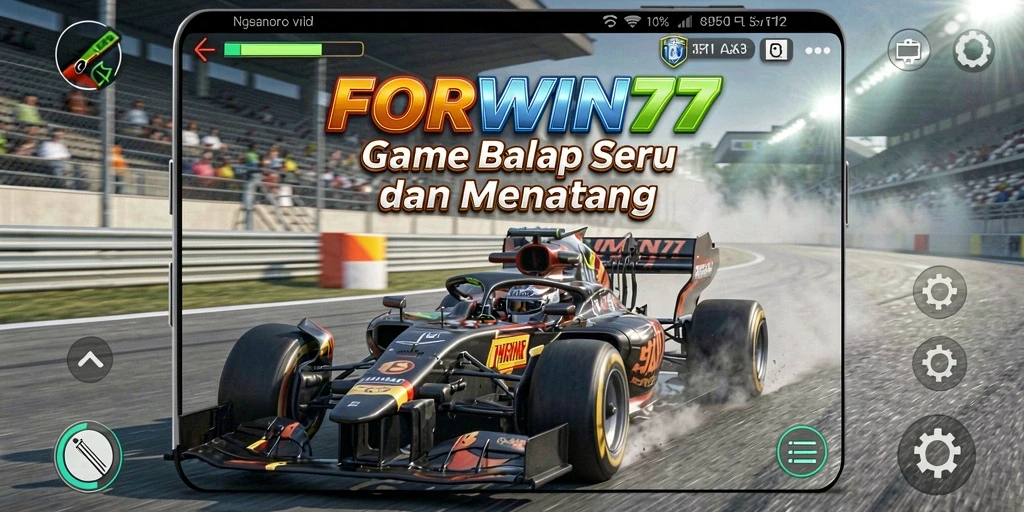 Gameplay FORWIN77 menampilkan serunya balap mobil di lintasan yang menantang.