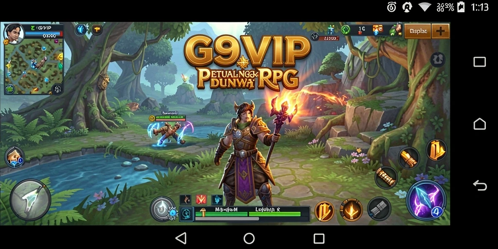 Screenshot G9VIP menampilkan aksi mendebarkan dalam pertempuran RPG.