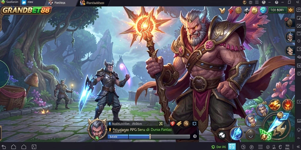 Screenshot utama GRANDBET88 menampilkan pertarungan seru di dunia RPG.