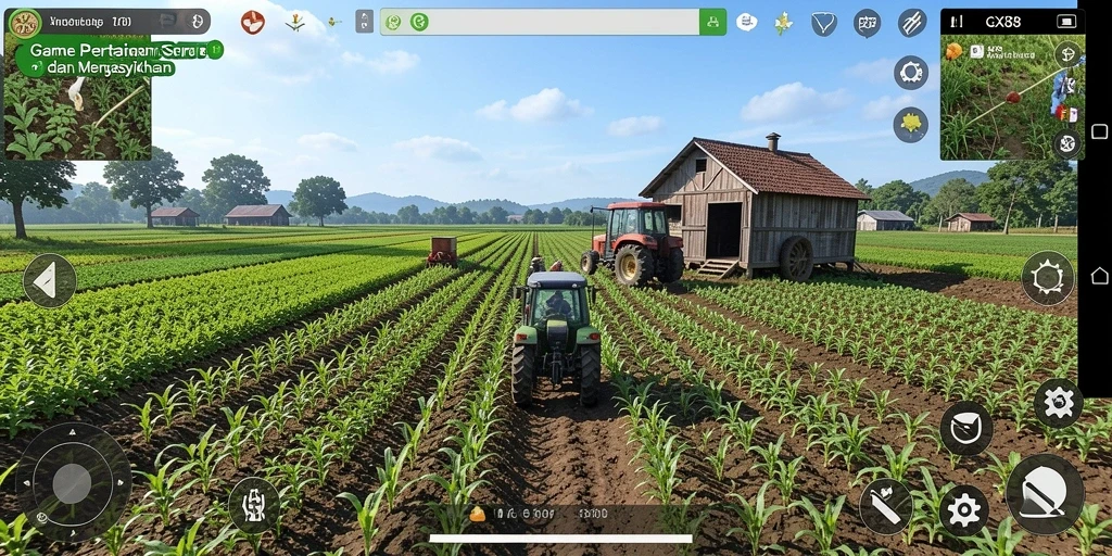 Tangkapan layar menunjukkan gameplay seru di GX88 saat merawat kebun.
