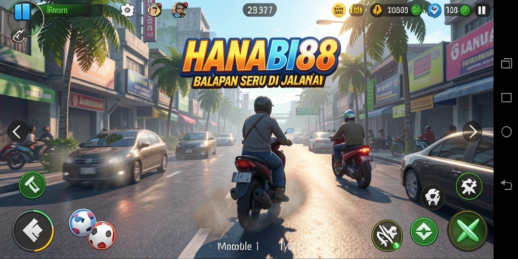 Tampilan balapan mendebarkan di HANABI88 dengan kendaraan yang beragam.