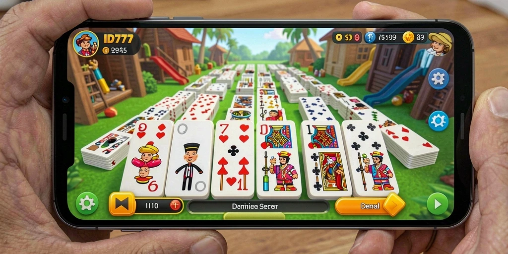 Tampilan menarik dari gameplay Domino di ID777.
