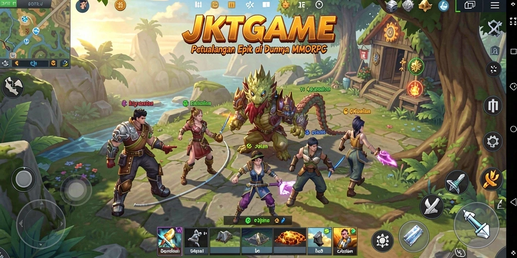 Gameplay JKTGAME yang menegangkan dalam dunia MMORPG yang luas.