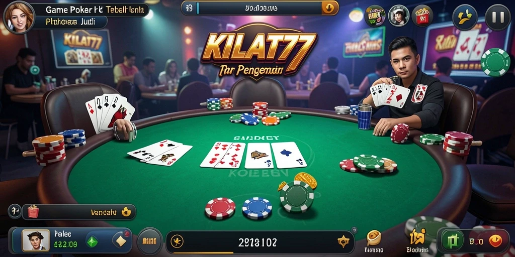 Screenshot KILAT77 menampilkan pemain asyik bermain poker dengan antusias.
