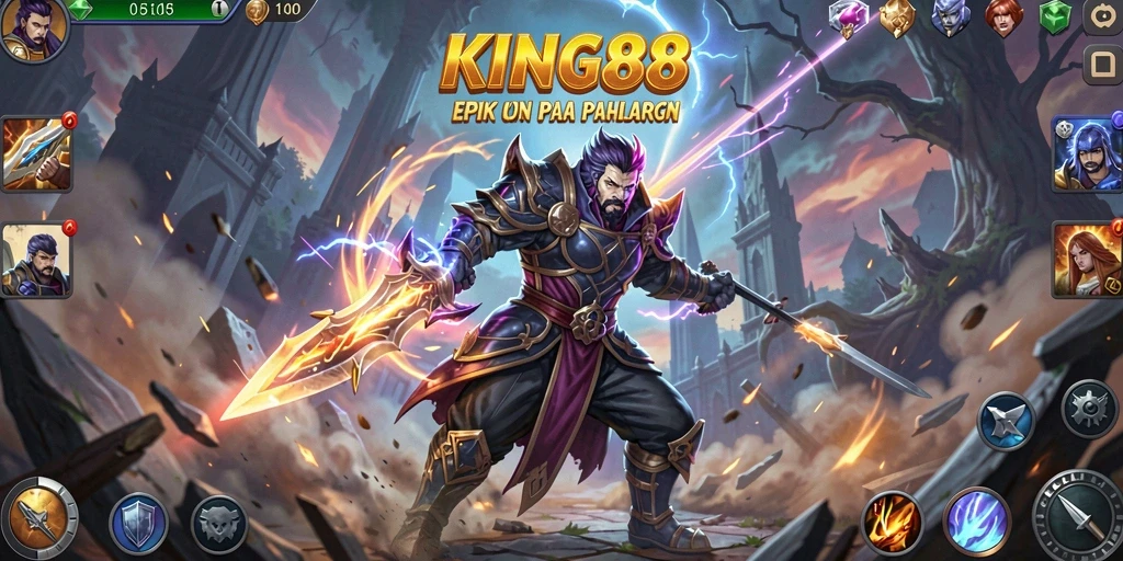 Screenshot KING88 menampilkan aksi pertarungan yang intens dan grafik menakjubkan.
