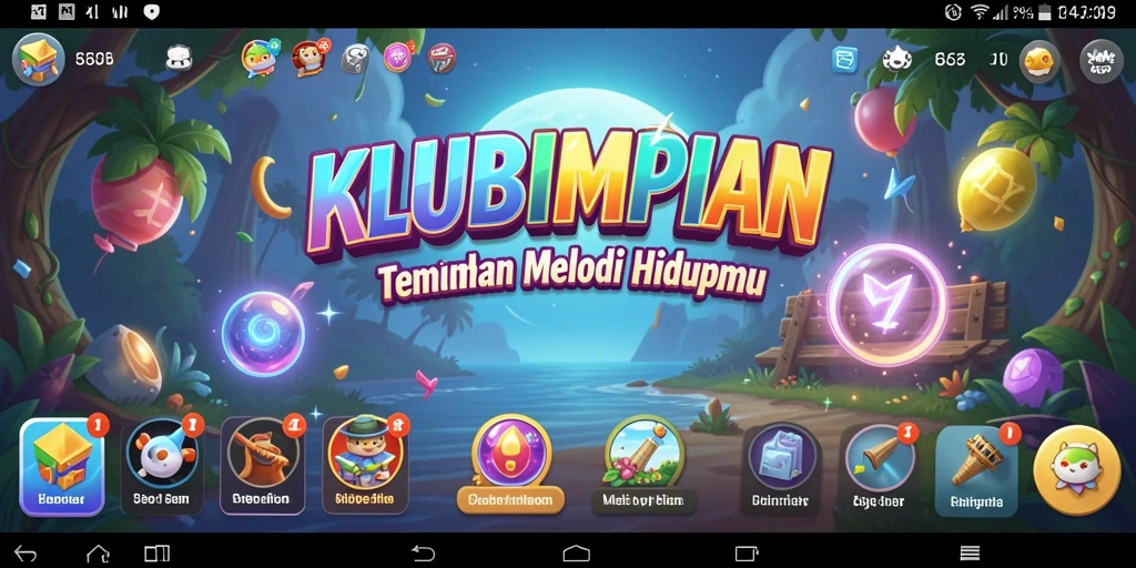 Screenshot gameplay KLUBIMPIAN menampilkan pengalaman musik yang interaktif.