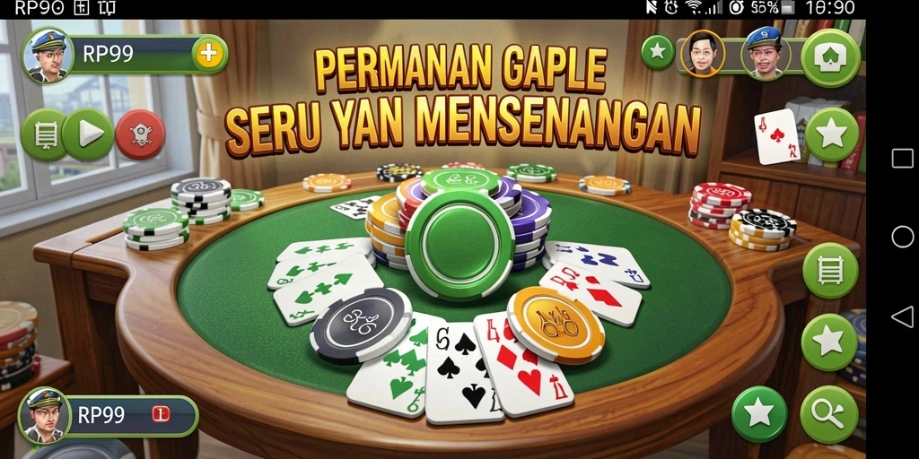 Screenshot gameplay RP99 menampilkan keseruan bermain Gaple.