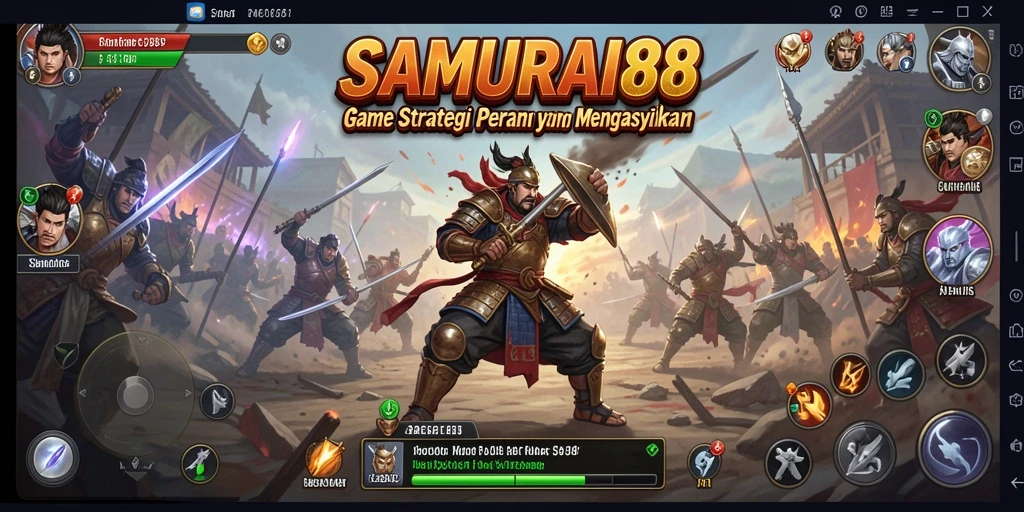 Tampilan gameplay menegangkan di SAMURAI88 dengan taktik pertempuran yang cerdas.