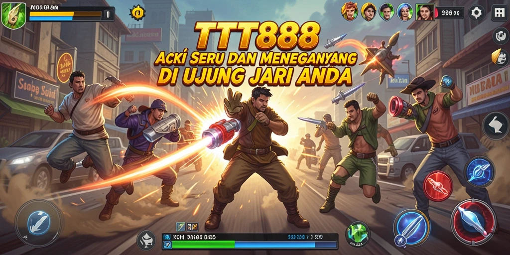 Screenshot aksi seru dalam TTT888 menampilkan karakter bertarung melawan musuh.