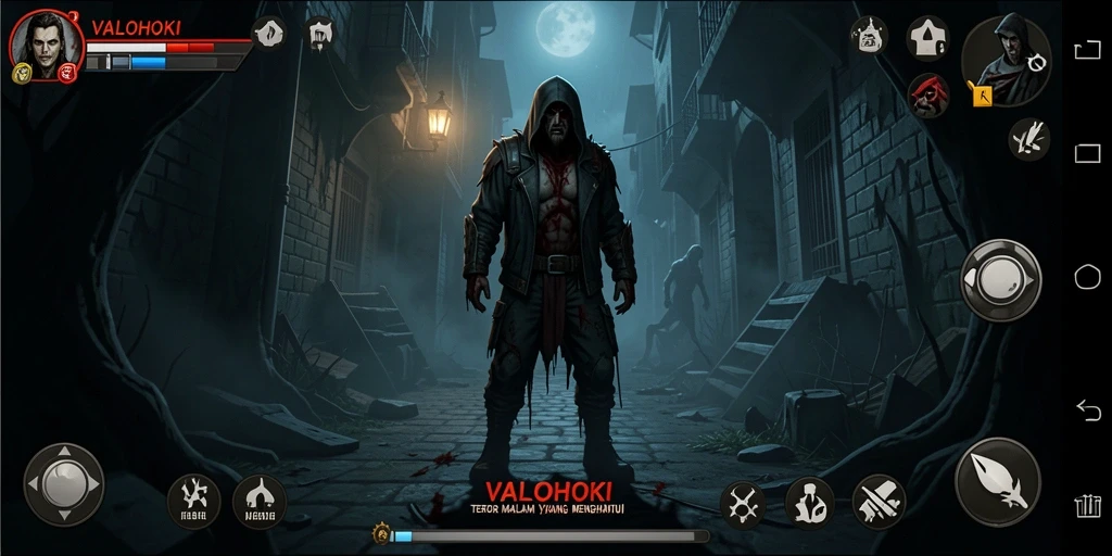 Screenshot gameplay VALOHOKI yang menampilkan suasana mencekam.