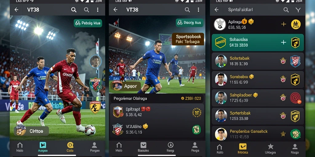 Screenshot utama VT38 menunjukkan tampilan menarik dari fitur taruhan olahraga.