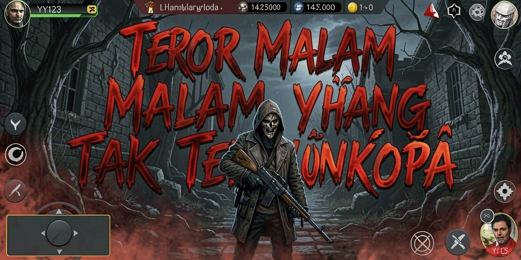 Tampilan gameplay menegangkan dari YY123 dalam suasana gelap.