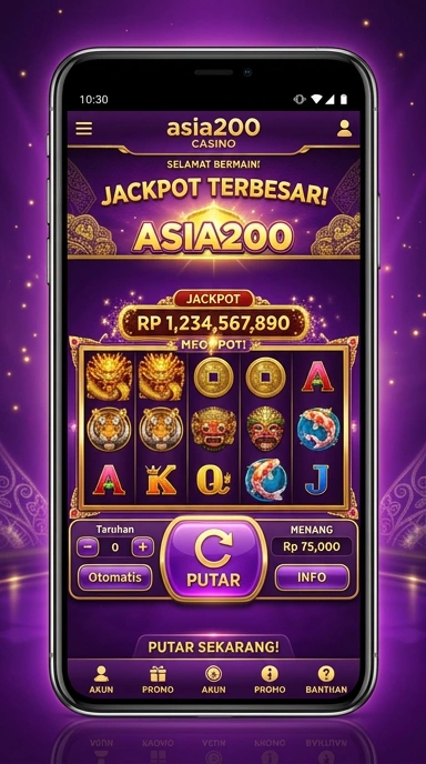 Tampilan utama aplikasi asia200 dengan berbagai kategori.